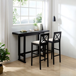Bar Chair Counter Height Stool with Backrest Black Set of 2