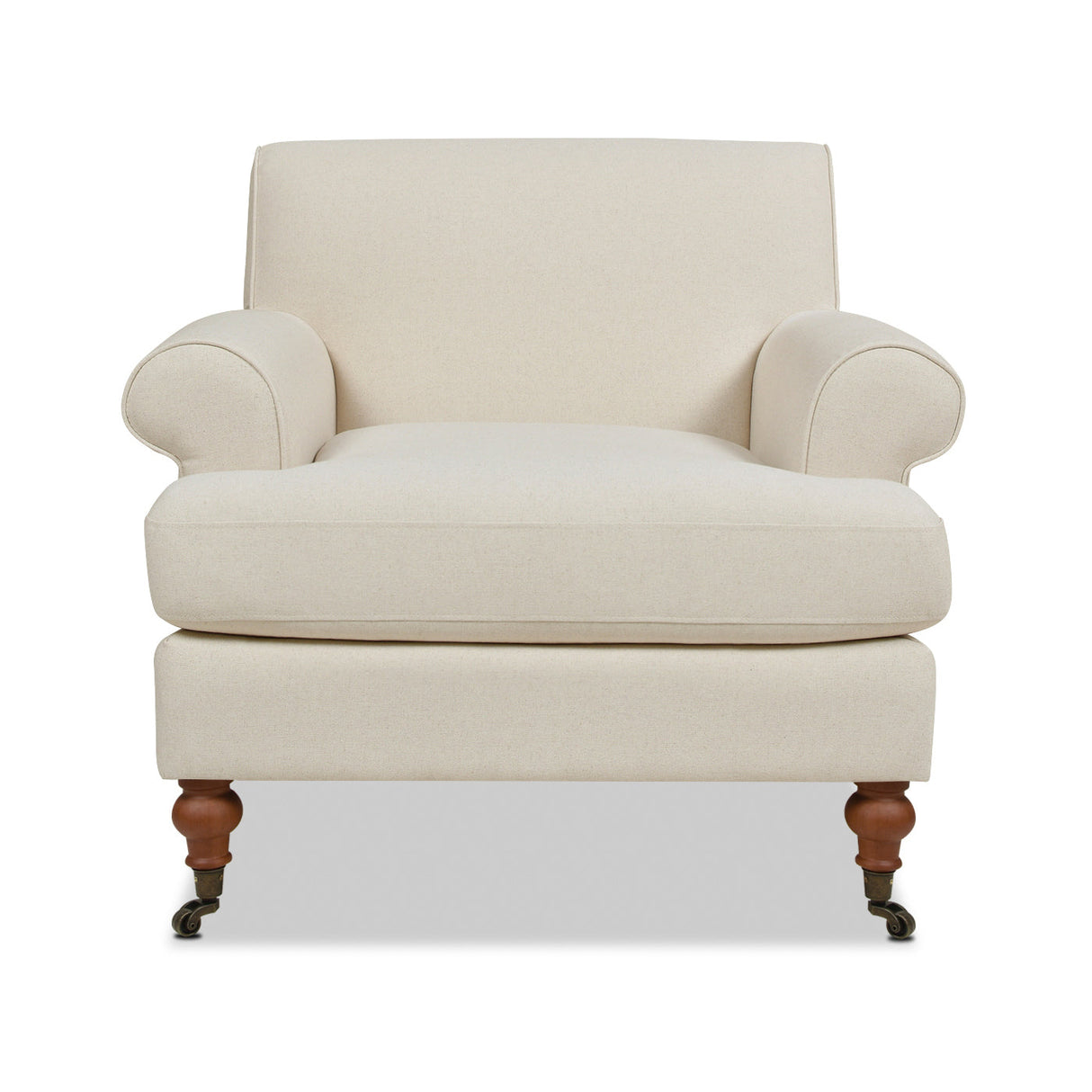 Alana 38' Lawson Accent Arm Chair Metal Casters, Light Beige Linen