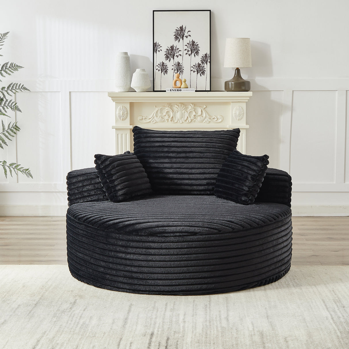 Fluffy Modern Sleeper Chair in Corduroy