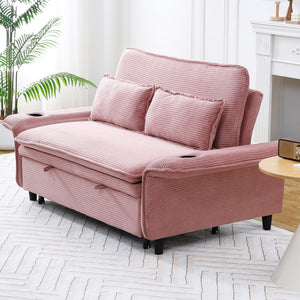 Modern Fabric Multi-Functional Sofa Bed With Adjustable Armrests And Backrests