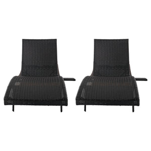 K&K 80'' Patio Wicker Chaise Lounge Chairs Set of 2