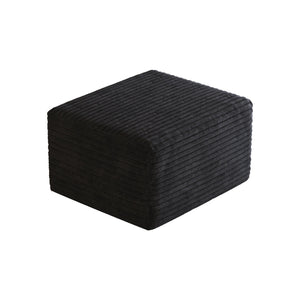 Black Plush Corduroy Sofa Ottoman - No Assembly Required