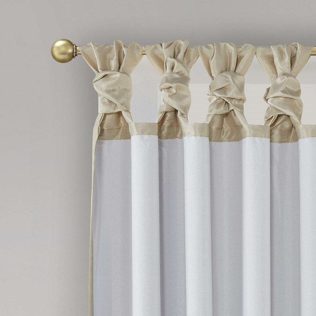 Twist Tab Total Blackout Window Curtain Panel with Thermal Technology - Champagne