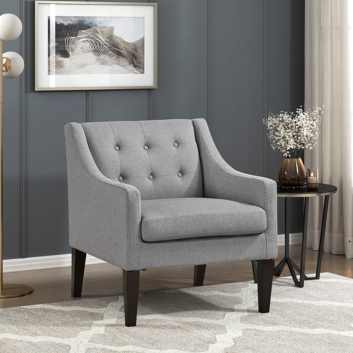 Contemporary Button Tufted Accent Chair