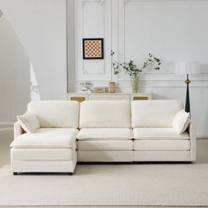 104" Plush Cloud 3 Seater Sofa: Modular Design with Ottoman