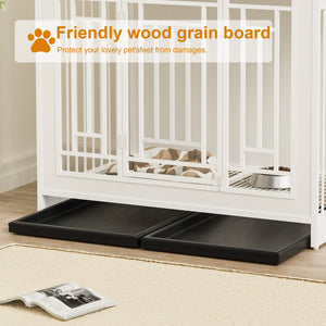 43.3 Inch Wooden Dog Crate Furniture with Divider and Storage