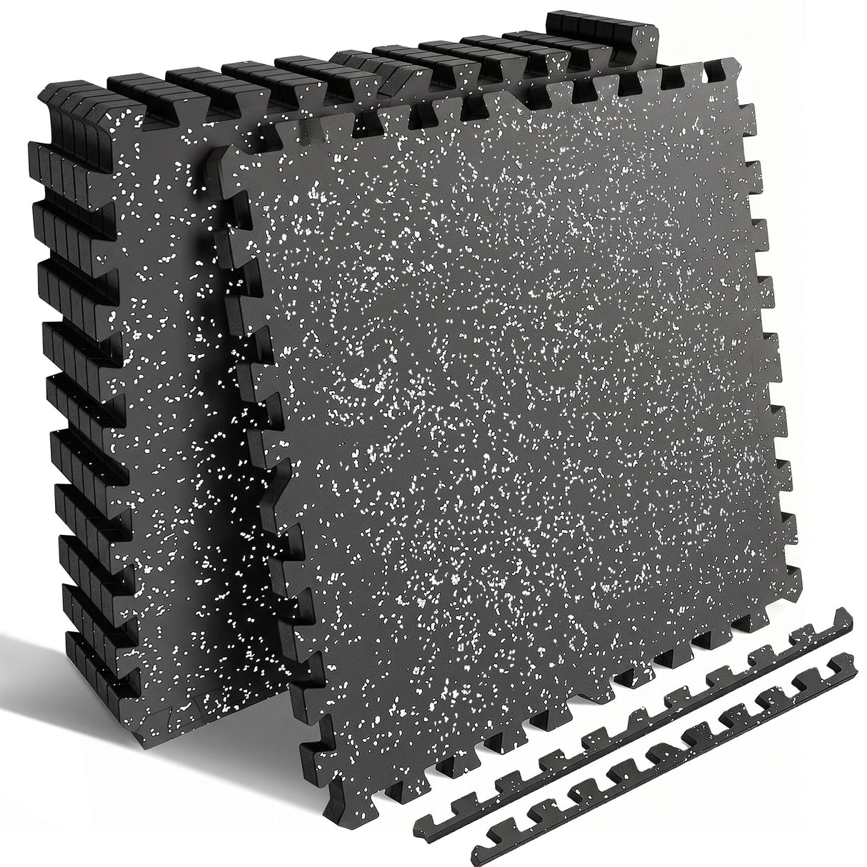 0.6 Inch Thick Gym Floor Mats, 6 Tiles Rubber Top with EVA Foam