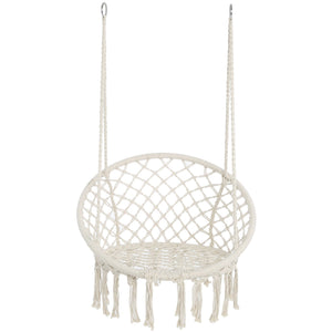 Macrame Hanging Hammock Chair, Rope Swing For Indoor And Outdoor Use