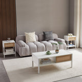 Modern Rattan Coffee Table with Sliding Door