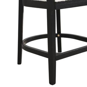 Modern Rubberwood Counter Stool Set With Upholstered Seats