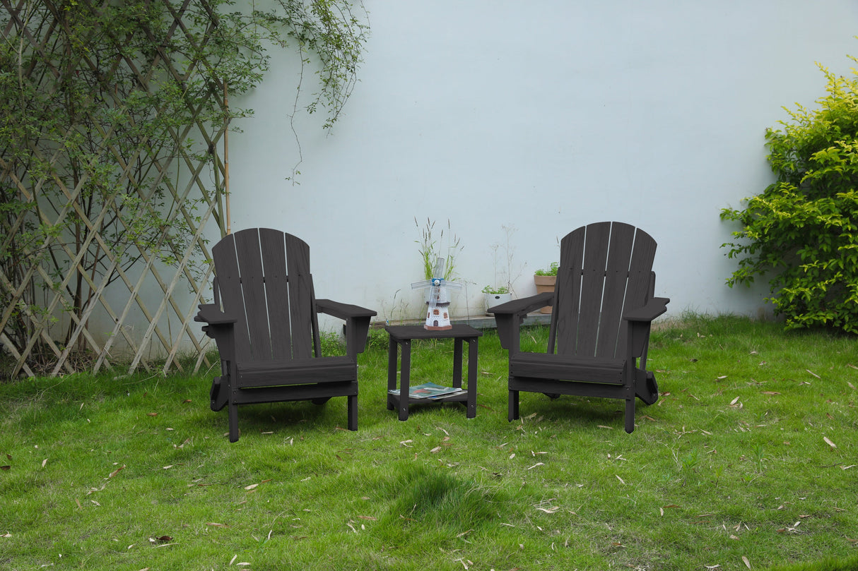 3-piece folding adirondack chair set with side table