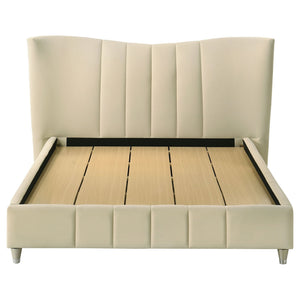 Evelyn Upholstered Queen Panel Platform Bed Ivory