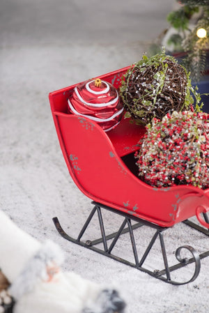 Iron Sleigh Large, Distressed Christmas Santa Sleigh Holiday Decoration