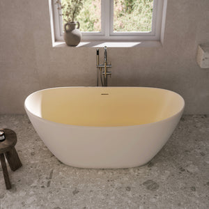 61 Inch Freestanding Solid Surface Soaking Bathtub