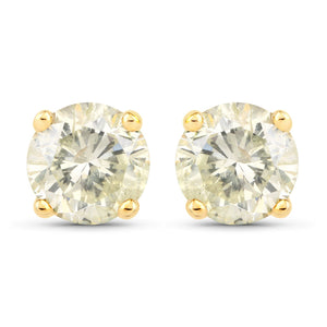 1.24 Carat Genuine LB Diamond 14K Yellow Gold Earrings