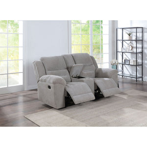 Sebring - Upholstered Manual Reclining Loveseat With Center Storage Console - Gray