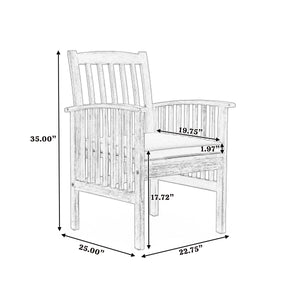 7 Pieces Acacia Wood Outdoor Dining Set, Modern 6 Chairs & 1 Large Table
