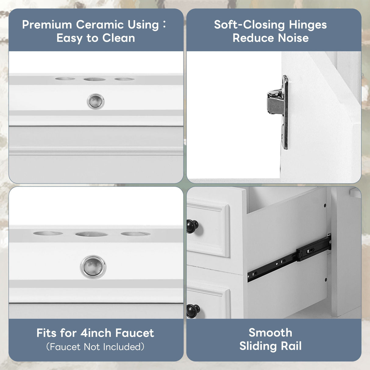 Bathroom Vanity With Sink, Cabinet With 2 Drawers And Adjustable Shelf
