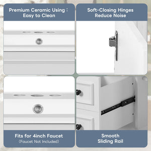 Bathroom Vanity With Sink, Cabinet With 2 Drawers And Adjustable Shelf