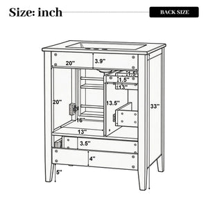 Modern Bathroom Vanity With Sink, Soft Close Drawers & Door, Storage Rack