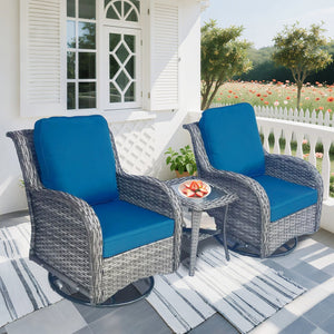 Wicker Patio Furniture Set - 3 Piece Rattan Outdoor Sectional Conversation Set