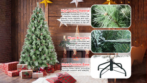 8 Ft Full-Bodied Pre-Decorated Pinecone Christmas Tree with Pine Cones - Green