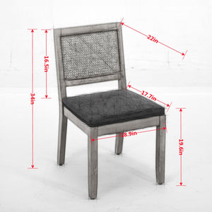 Mid-Century Modern Rope Rattan Dining Chairs Set of 2