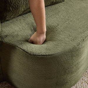 71-Inch Folding Sofa Bed in Green Plush Faux Fur