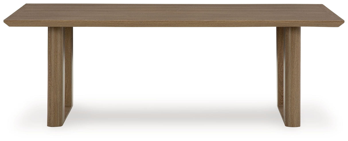 Serene Bay - Rectangular Dining Table With Umbrella Option - Dark Brown