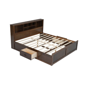 Platform Bed With Multi Storage Headboard, USB And Drawers