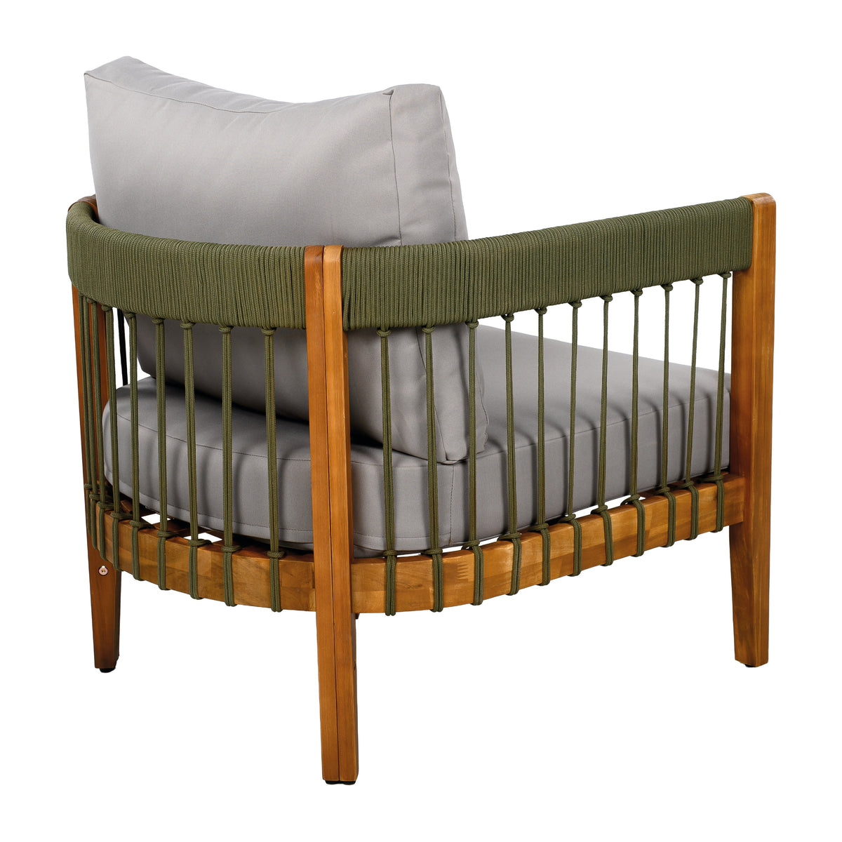 Acacia Wood Outdoor Club Chair with Handwoven Rope Accents - Natural