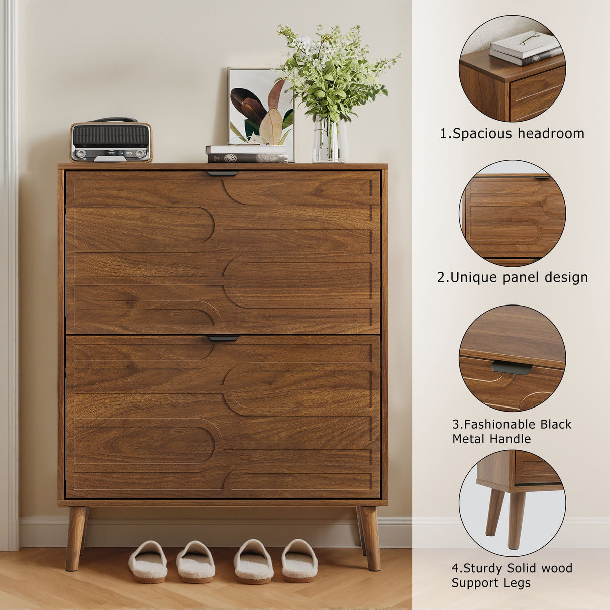Medieval - Independent Shoe Cabinet With 2 Flip Drawers