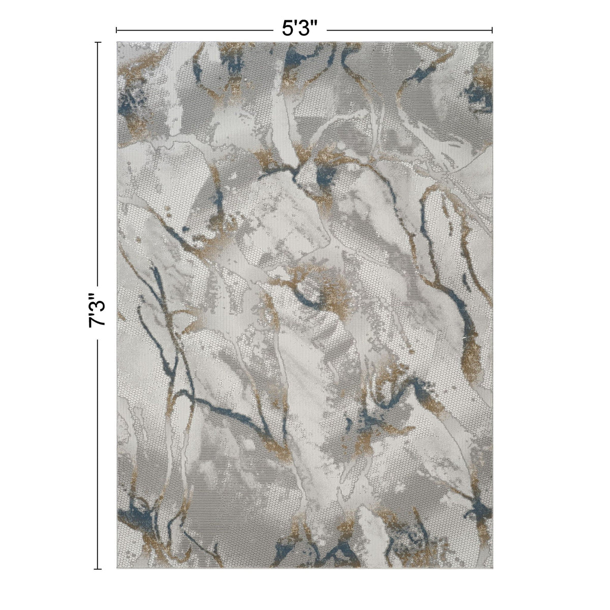 Geometrix - 5'3" X 7'3" Area Rug & Geometric 3D Effect - Ivory / Gray