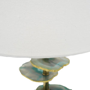 Verdant Agate-Slice Table Lamp with Marble Base