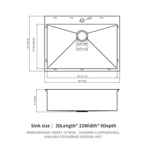 Drop In Kitchen Sink with Nano Technique Gunmetal Finish - Black