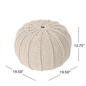 Bordeaux - Knitted Round Pouf Ottoman And Floor Cushion