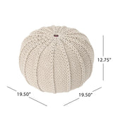 Bordeaux Knitted Cotton Round Pouf Ottoman and Floor Cushion