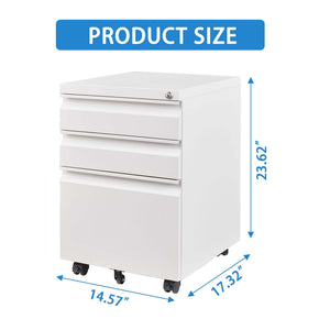 Metal Drawer Mobile File Cabinet With Lock For Home Office Organizer
