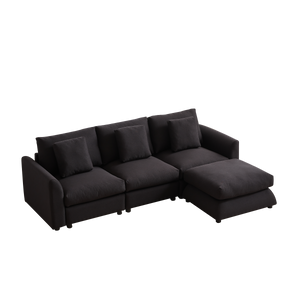102.2 Inch Combination Sofa Modular Sofa with Ottoman Black