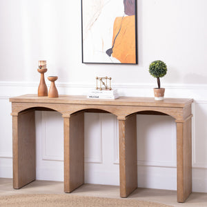 Rustic Archway Console Table – 60" Long Entryway Table with Decorative Arched Legs