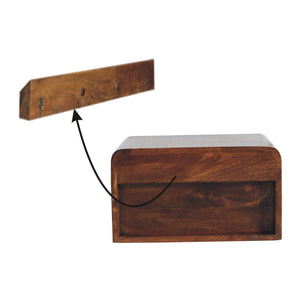 Chunky Chestnut Floating Bedside, 1-Drawer, 1 Open Slot