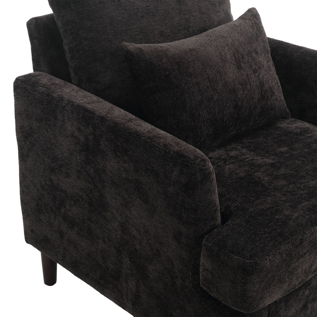 Modern Mid Century Wood Frame Armchair With Tufted Design