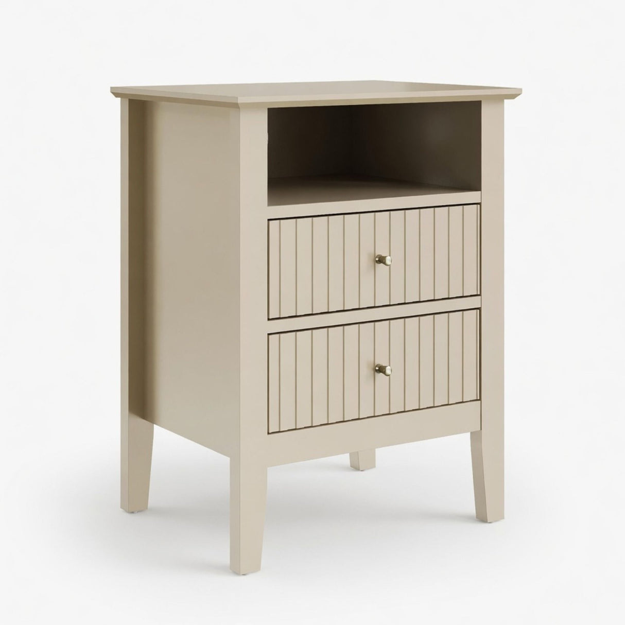 Fluted Nightstand With 2 Drawers