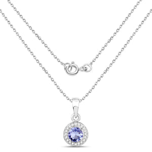 1.05 Carat Genuine Tanzanite and White Topaz .925 Sterling Silver Pendant