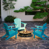 All-weather outdoor adirondack chair with cup holder - light blue
