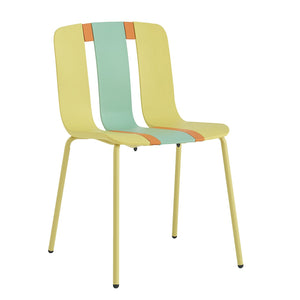 4 Piece Set Of Modern Striped Single Chairs With Folding Square Table