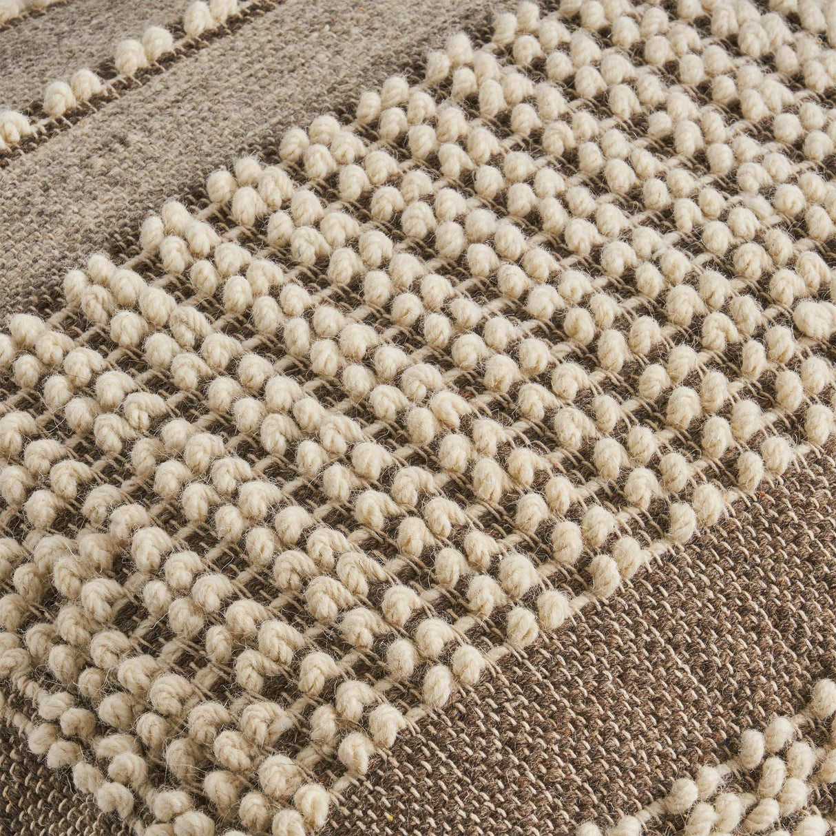 Rustic Wool and Cotton Large Pouf Handcrafted Tufted Design - Brown / Beige