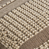 Rustic Wool and Cotton Large Pouf Handcrafted Tufted Design - Brown / Beige