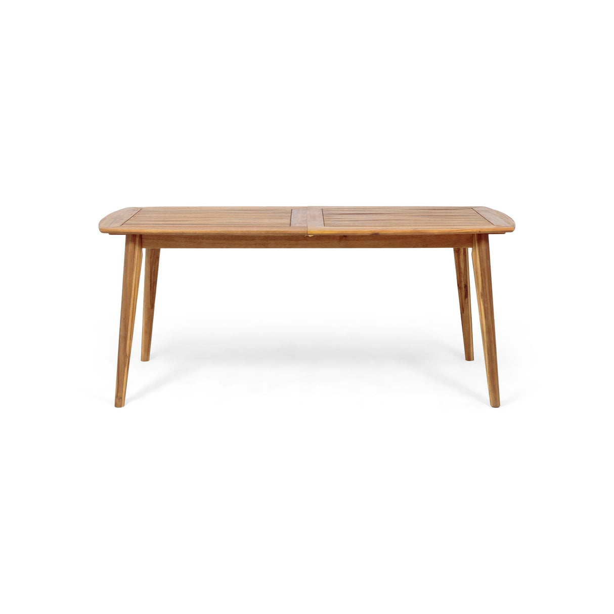 Placidity Outdoor Expandable Dining Table With Slatted Tabletop And Tapered Legs