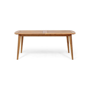 Placidity Outdoor Expandable Dining Table With Slatted Tabletop And Tapered Legs